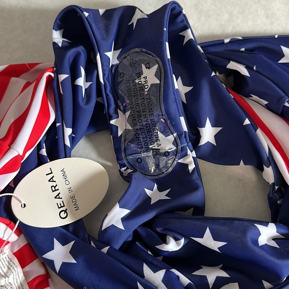 Qearal | NWT American Flag Red White Blue Cut Out Wrap Around Swimsuit | Size M - Picture 6 of 10